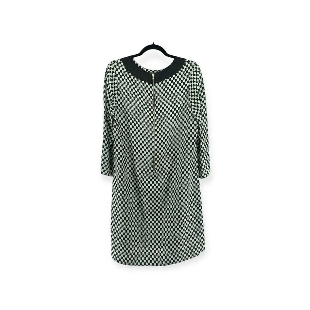 Kate Spade Kassia Women’s Geo Print Silk Quarter Length Shift Dress Large